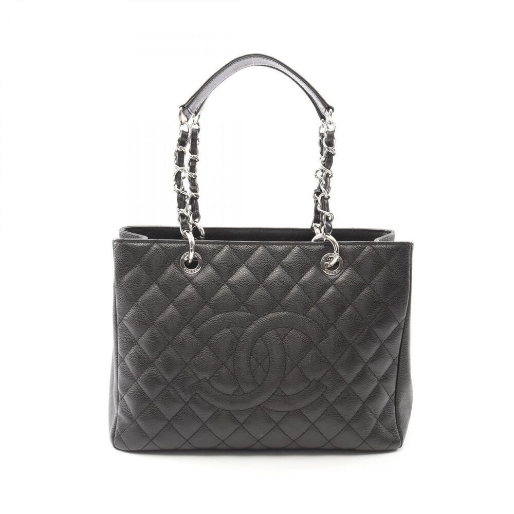 Chanel Matelasse Grand Shopping GST Tote Bag Leather Grained Calfskin Black